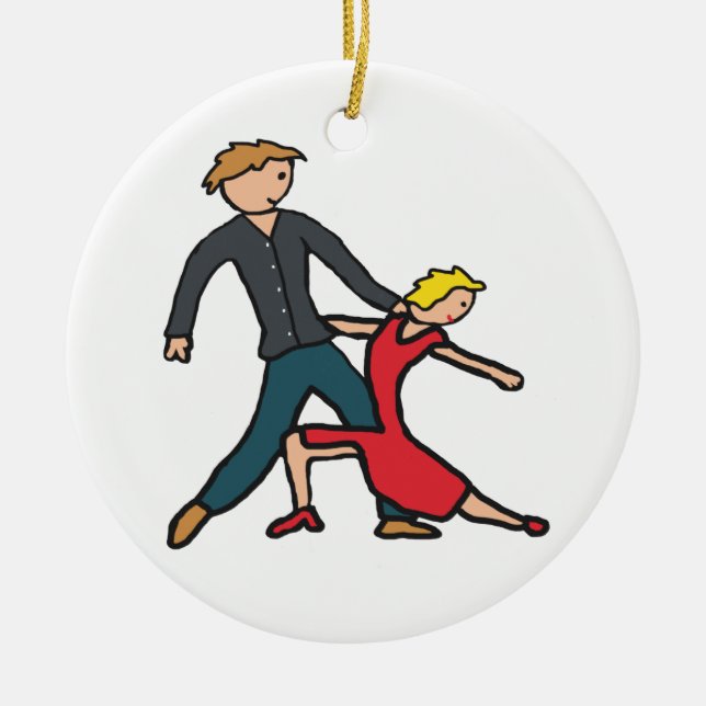 Salsa Dancing Ceramic Ornament (Front)
