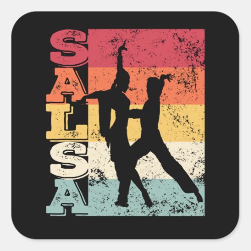 Salsa Dancing Couple Dance Latin American Vintage Square Sticker