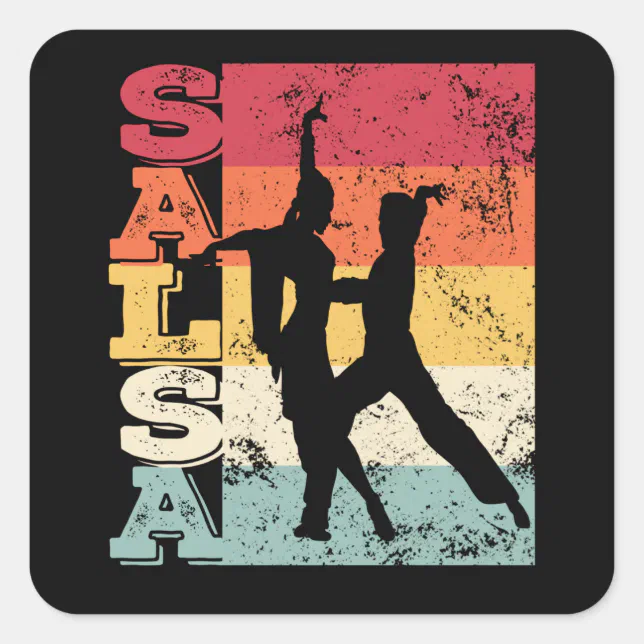 Salsa Dancing Couple Dance Latin American Vintage Square Sticker | Zazzle