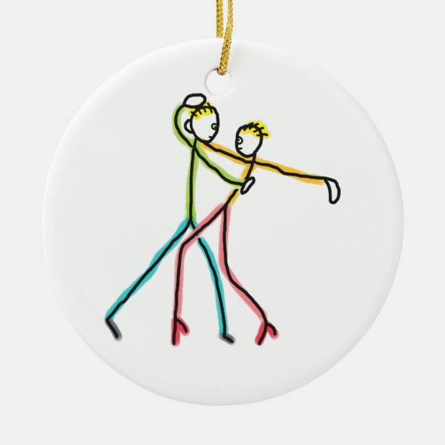 Salsa Dancing Figures Ceramic Ornament (Front)