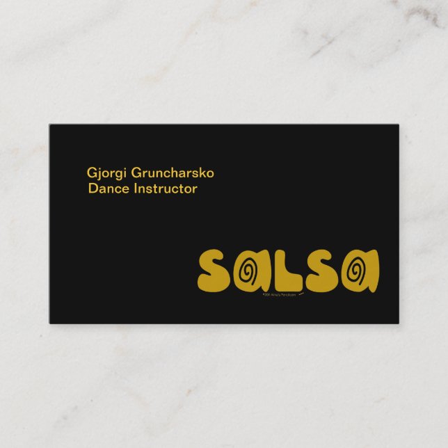 Salsa Dancing Gold Swirls Customizable Business Card (Front)
