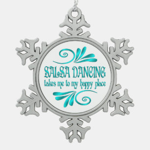 Salsa Dancing Happy Place Snowflake Pewter Christmas Ornament