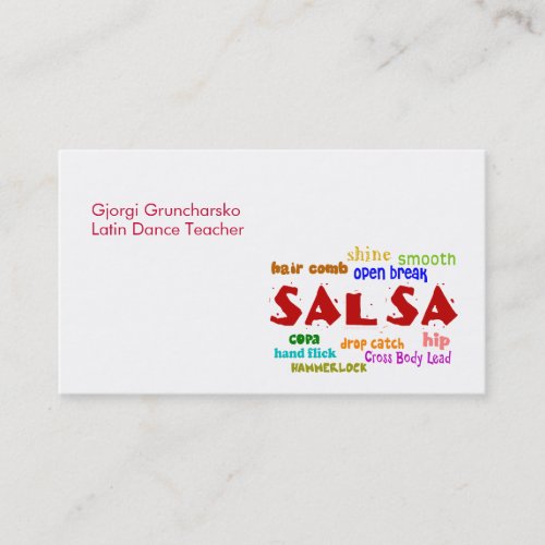 Salsa Dancing Latin Dance Teacher or Dancer Business Card