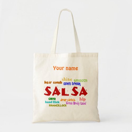 Salsa Dancing Lovers Dance Custom Name Reusable Tote Bag