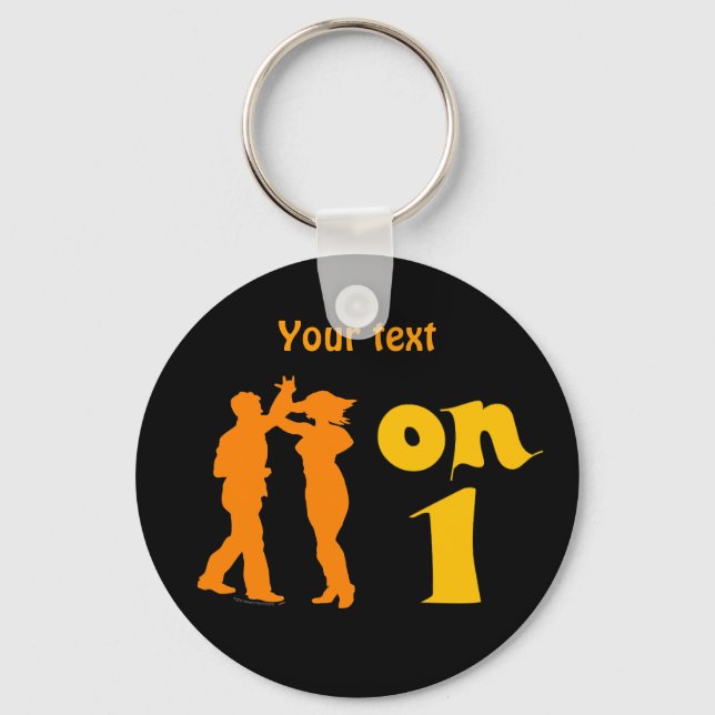 Salsa Dancing On One Silhouettes Customizable Keychain (Front)
