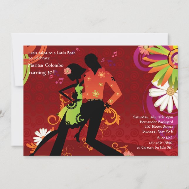 Salsa Dancing Party Invitation (Front)