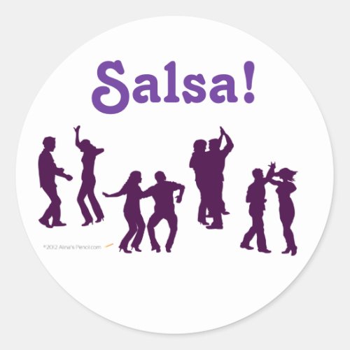 Salsa Dancing Poses Silhouettes Custom Classic Round Sticker