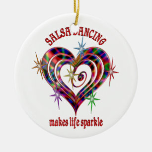 Salsa Dancing Sparkles Ceramic Ornament