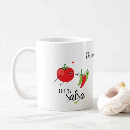 Salsa Dancing Tomato and Chillies Food Pun Graphic Coffee Mug