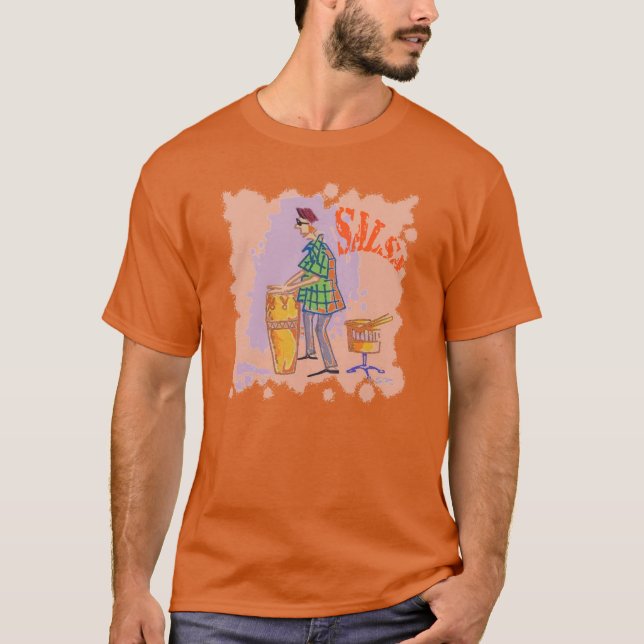 Salsa Drummer men orange T-shirt (Front)
