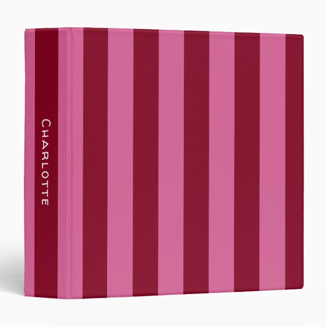 Salsa Flamingo Pink Stripe 3 Ring Binder (Front/Spine)