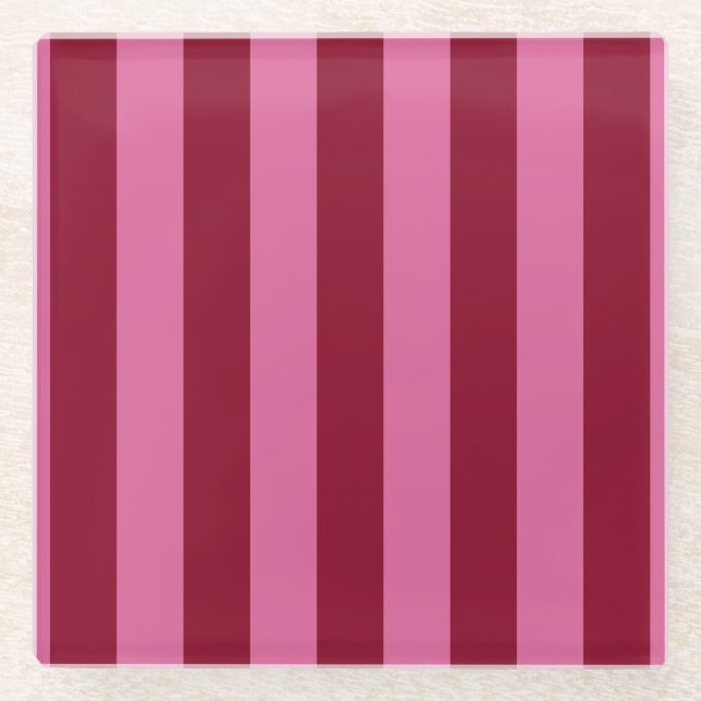 Salsa Flamingo Pink Stripe Glass Coaster (Front)