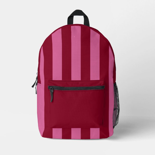 Salsa Flamingo Pink Stripe Printed Backpack (Front)