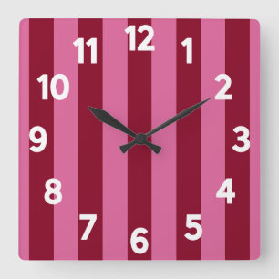 Salsa Flamingo Pink Stripe Square Wall Clock