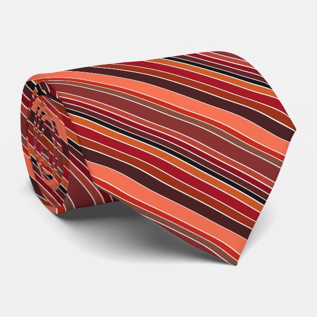 Salsa Guajillo Chile Many Shades of Red Stripes Neck Tie (Rolled)