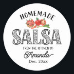 Salsa Homemade From the Kitchen of Name Jar lid Classic Round Sticker<br><div class="desc">A Salsa Round sticker with "from the kitchen of" name,  date and vegetables design. Can be used for your homemade salsa gifts,  your small business,  events,  non profit etc. for promotional marketing,  customer thank you gifts,  etc. Have fun with it!</div>