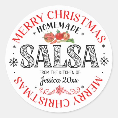 Salsa Homemade Merry Christmas From Kitchen of  Classic Round Sticker