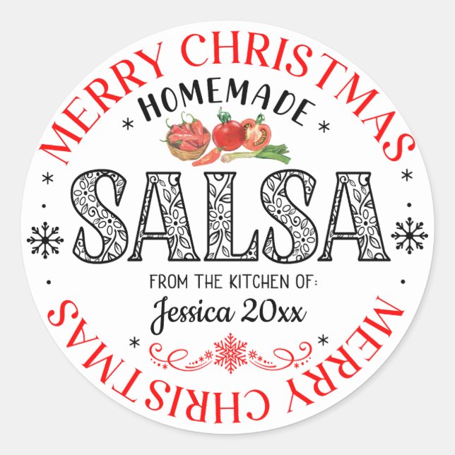 Salsa Homemade Merry Christmas From Kitchen of  Classic Round Sticker (Front)