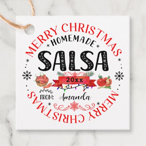 Salsa Homemade Merry Christmas Name Jar Favor Tags