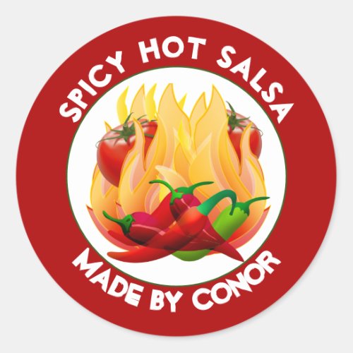 Salsa Hot Flames 3 Circle Classic Round Sticker