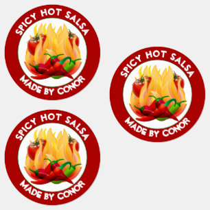 Salsa Hot Flames Circle Labels