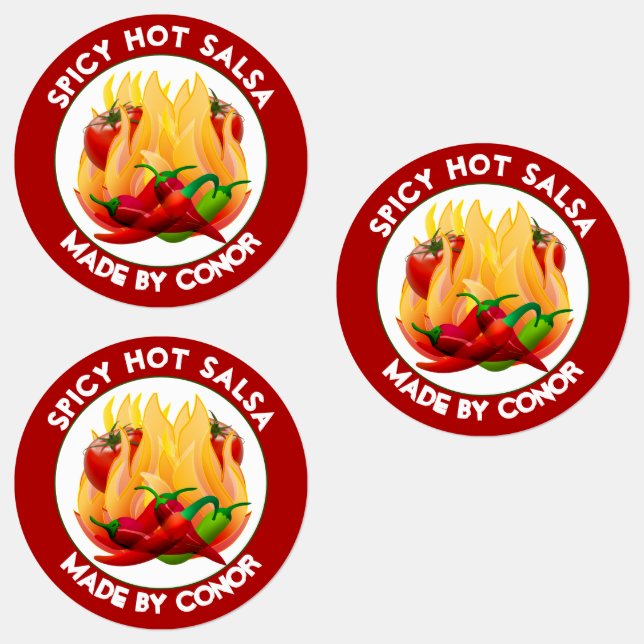 Salsa Hot Flames Circle Labels (Group)