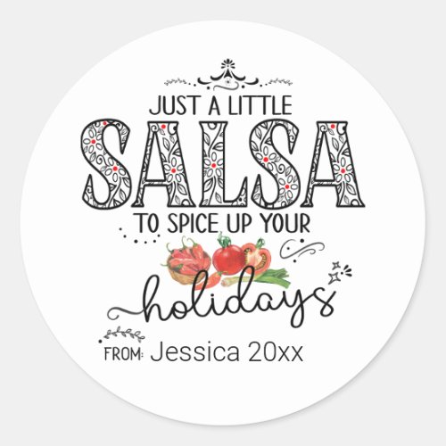 Salsa Spice Up Your Holidays Floral Red Classic Round Sticker
