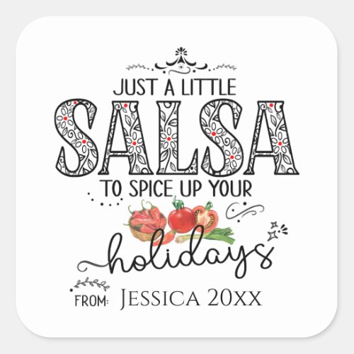 Salsa Spice Up Your Holidays Floral Red Square Sticker