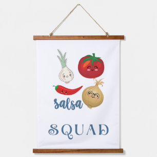 salsa squad Cute food humor quote Funny  Hanging Tapestry