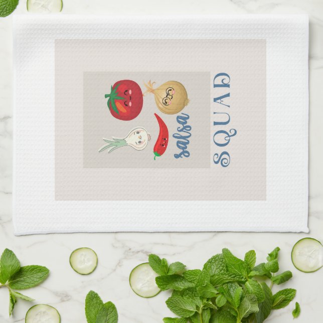 salsa squad Cute food humor quote Funny  Kitchen Towel (Folded)