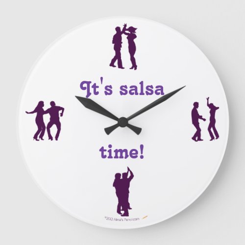 Salsa Time Dance Poses Silhouettes Wall Clock