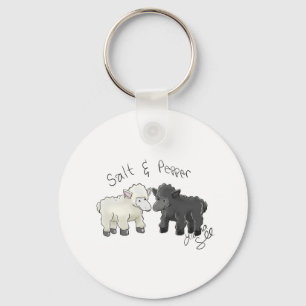 Salt and Pepper Sheep Salt Shakers Keychain