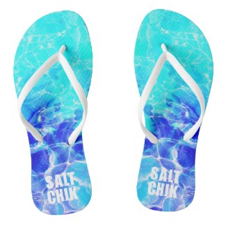 Salt Chik Logo Blue Water Beach Flip Flops