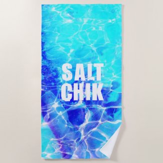 Salt Chik Logo Blue Water Beach Towel