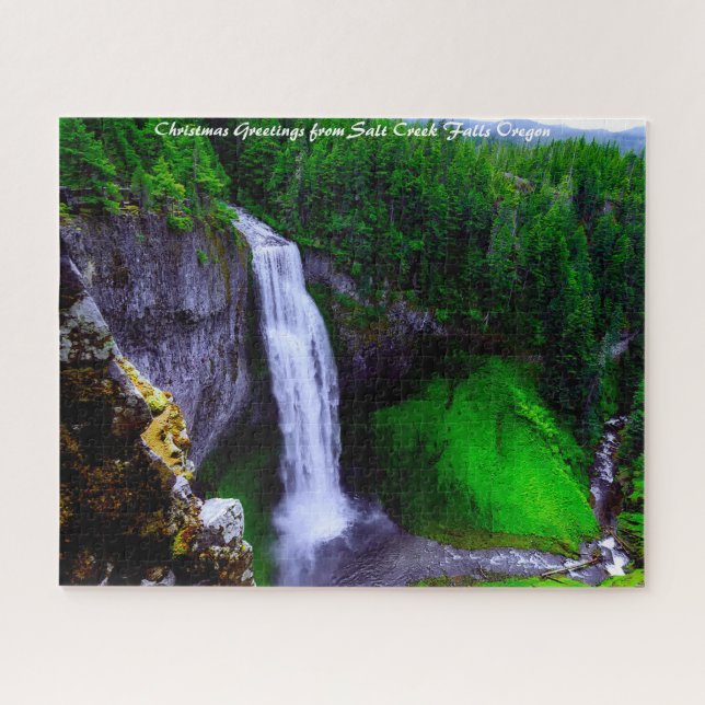 Salt Creek Falls Oregon. Christmas Greetings Jigsaw Puzzle (Horizontal)
