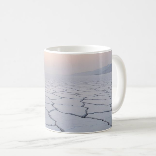 Salt Flats at Dawn: Ethereal Minimalist Landscape Coffee Mug (Front Right)