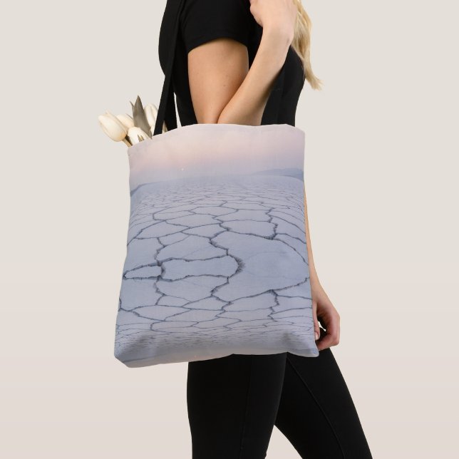 Salt Flats at Dawn: Ethereal Minimalist Landscape Tote Bag (Close Up)
