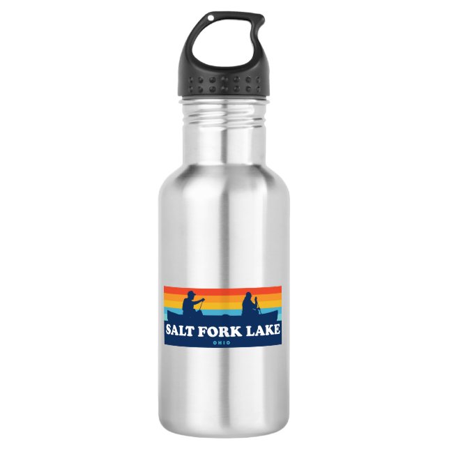 Salt Fork Lake Ohio Canoe Stainless Steel Water Bottle (Front)