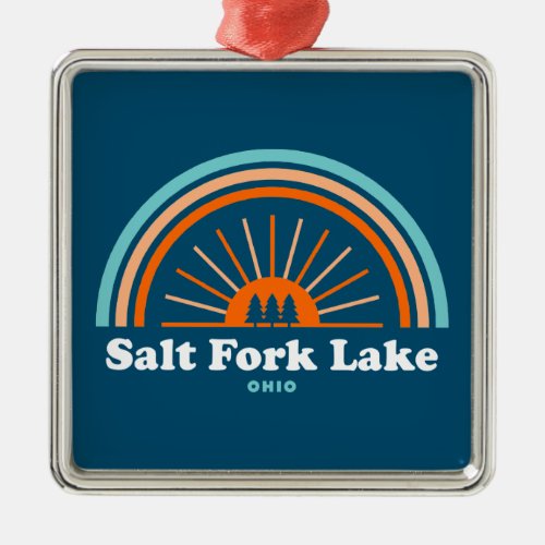 Salt Fork Lake Ohio Rainbow Metal Ornament