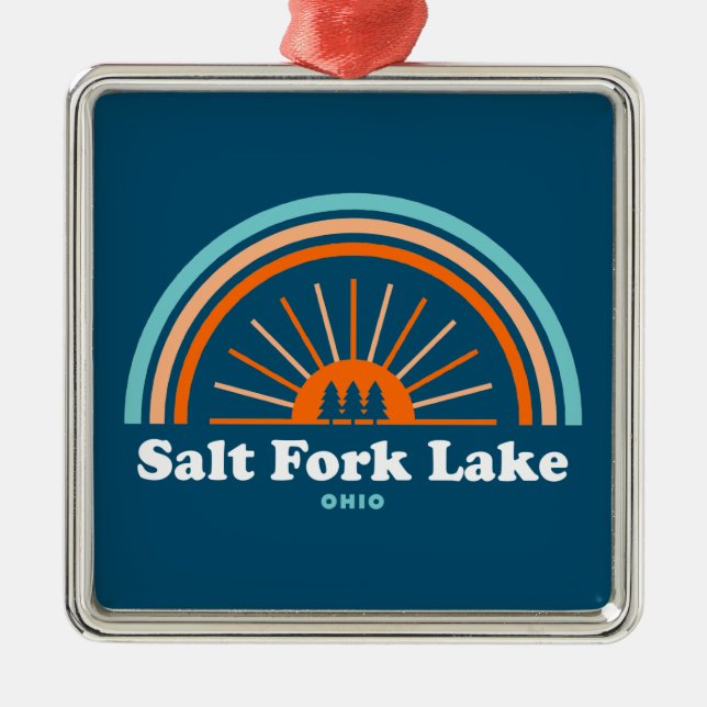 Salt Fork Lake Ohio Rainbow Metal Ornament (Front)