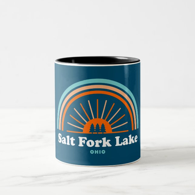 Salt Fork Lake Ohio Rainbow Two-Tone Coffee Mug (Center)