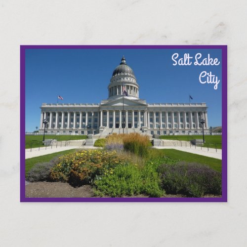 Salt Lake City Capitol Building Utah with text Postcard
