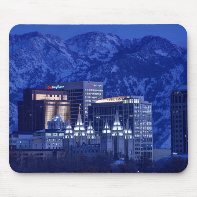 Salt Lake City Downtown Winter Skyline Mouse Pad (Front)