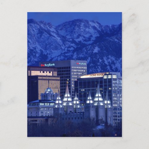 Salt Lake City Downtown Winter Skyline Postcard