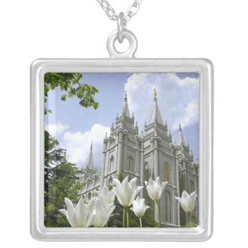 Salt Lake City LDS Temple Silver Plated Necklace