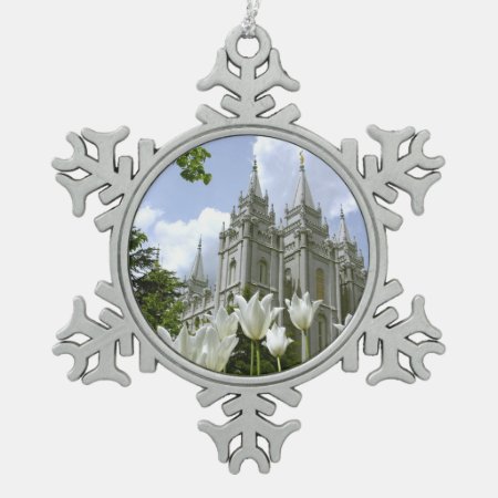 Salt Lake City, Lds Temple Snowflake Pewter Christmas Ornament