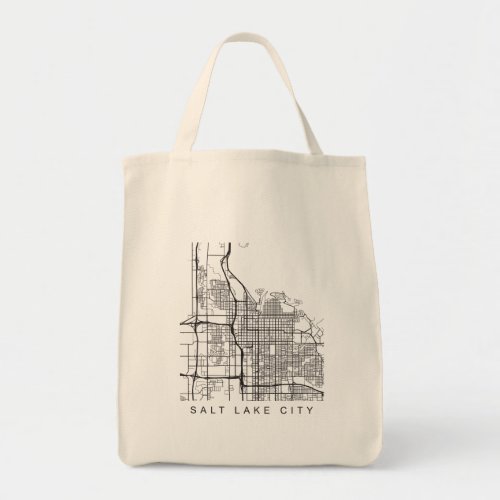 Salt Lake City Minimalist City Street Map Dark Tote Bag