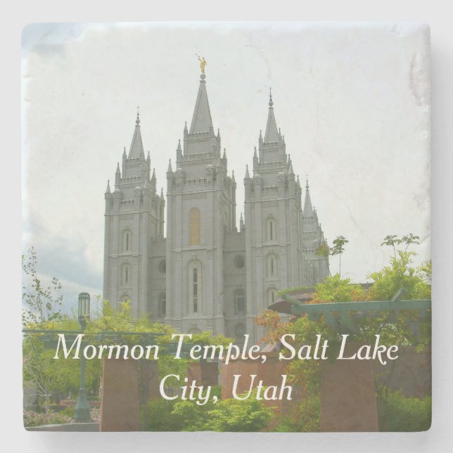 Salt Lake City Mormon Temple Stone Coaster (Front)