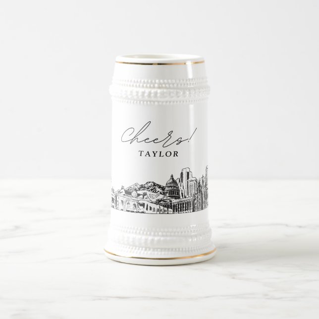 Salt Lake City Personalized Skyline Beer Stein (Center)