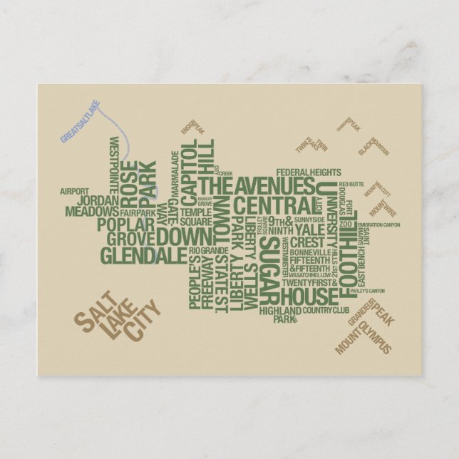 Salt Lake City Postcards: Wasatch Green Postcard (Front)